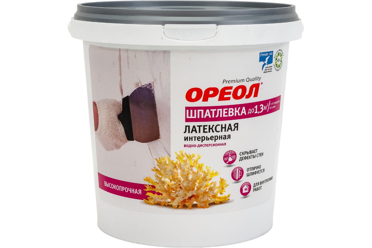Интерьерная шпатлевка Ореол (водно-дисперсионная; латексная; 1.5 кг) 66526