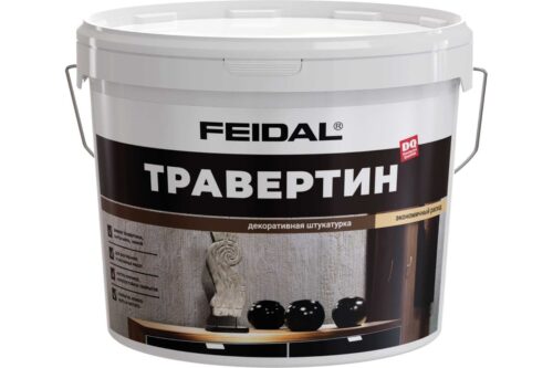 Декоративная штукатурка для стен Feidal Травертин, 8 кг, белый 202051