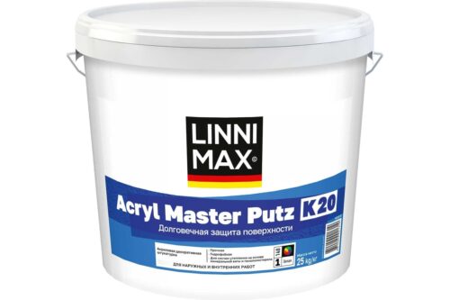 Штукатурка декоративная акриловая для наружных и внутренних работ LINNIMAX  Acryl Master Putz K20, База 1, 25 кг 948105787