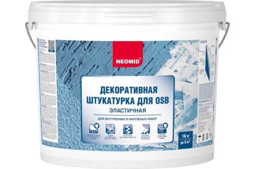 Штукатурка декоративная эластичная для плит OSB "Шуба" (16 кг; белый) NEOMID Н-Шуба-16/бел