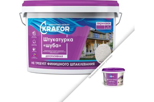Декоративная штукатурка Шуба (3 мм; белая; 12 кг) для наружных и внутренних работ Krafor 47634