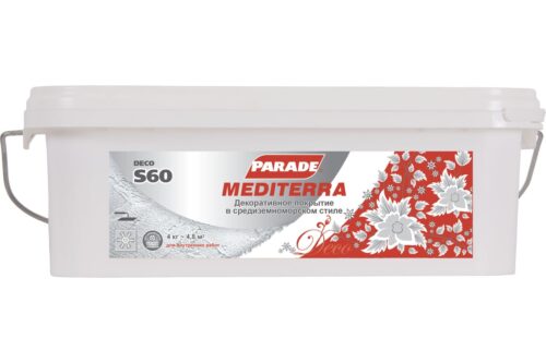 Декоративное покрытие PARADE DECO Mediterra S60 с эффектом средиземноморья, белый, 4 кг Лк-00001280