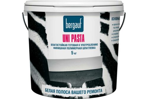 Влагостойкая готовая к употреблению финишная полимерная шпатлевка Bergauf uni pasta, 5 кг 63413