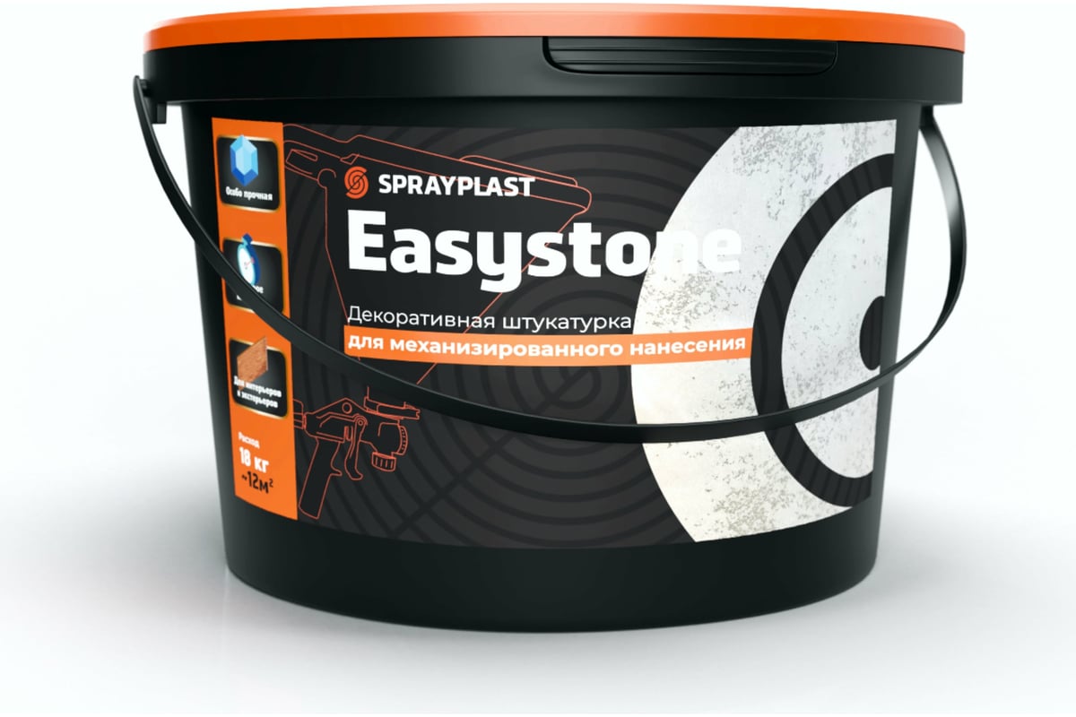 Декоративная штукатурка Sprayplast Easystone для механизированного нанесения, белая, 18 кг 30181