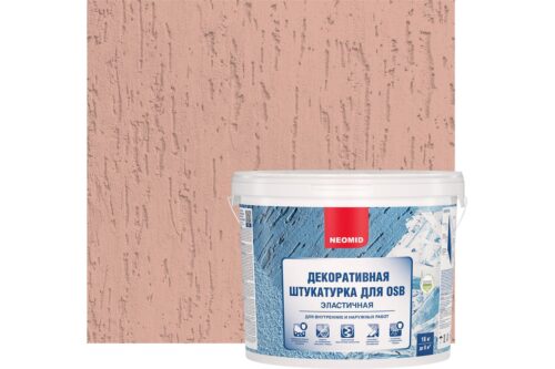 Штукатурка декоративная эластичная для плит OSB "Короед" (16 кг; розовый) NEOMID Н-Короед-16/роз
