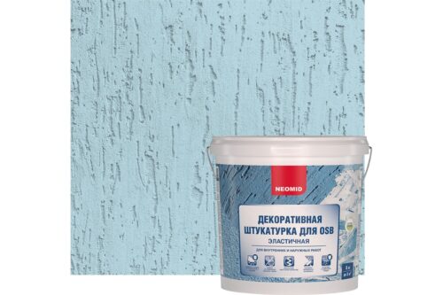 Штукатурка декоративная эластичная для плит OSB "Короед" (6 кг; голубой) NEOMID Н-Короед-6/гол