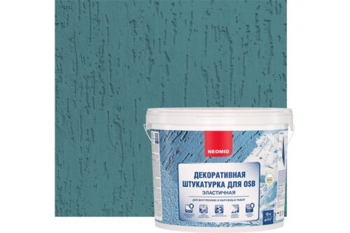 Штукатурка декоративная эластичная для плит OSB "Шуба" (16 кг; морская волна) NEOMID Н-Шуба-16/мор