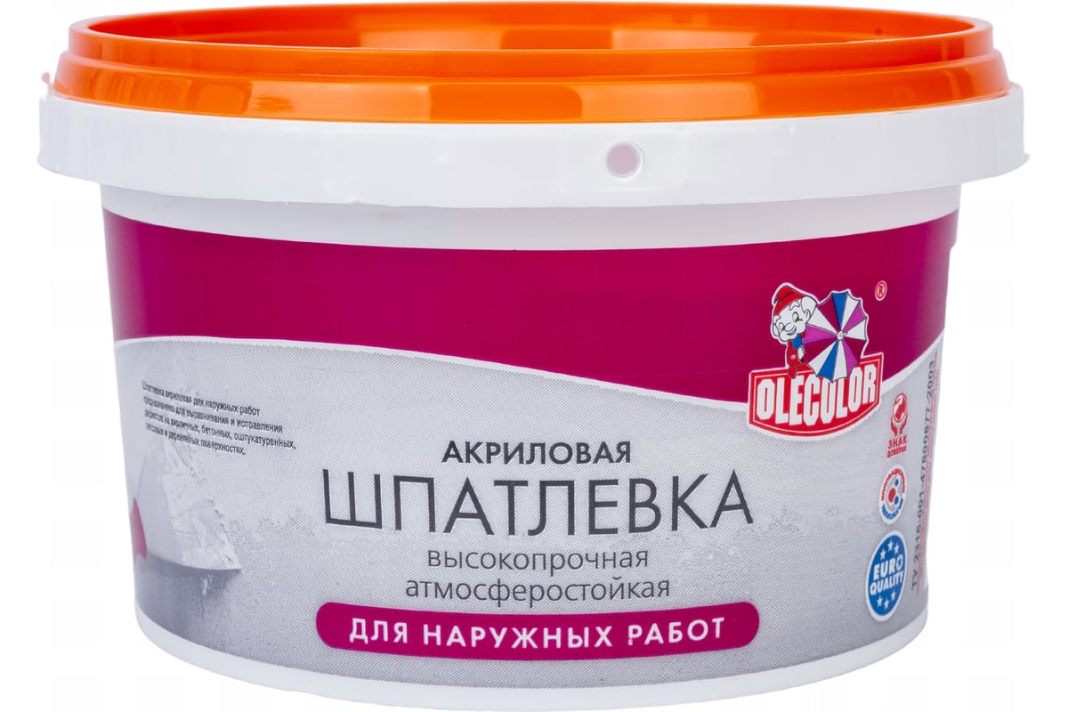 Акриловая шпатлевка OLECOLOR для наружных работ, 0.9 кг 4300000914 — изображение 3