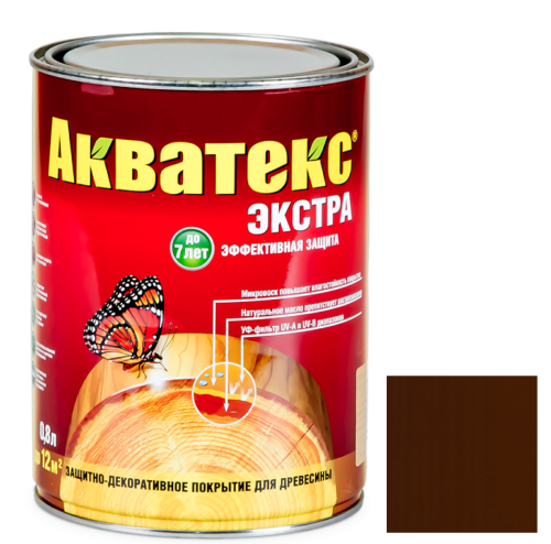 Покрытие алкидное защитно-декоративное для древесины Акватекс Экстра полуглянцевое Каштан 0,8 л