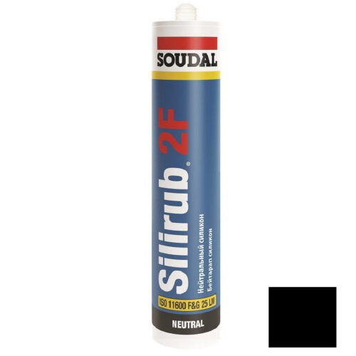 Герметик силиконовый Soudal Silirub 2 F нейтральный черный 600 мл