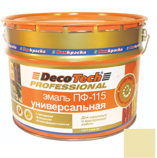 Эмаль универсальная DecoTech Professional ПФ-115 бежевая под RAL1001 10 кг