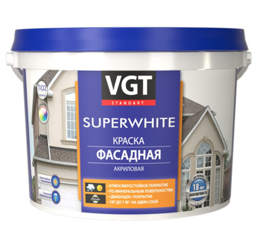 Краска фасадная VGT ВД-АК-1180 база В 4,1 л/6 кг