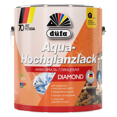 Эмаль для дерева и металла акриловая Dufa Aqua-Hochglanzlack глянцевая белая 2 л