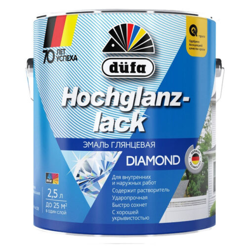 Эмаль для дерева и металла алкидная Dufa Hochglanzlack глянцевая белая 2 л