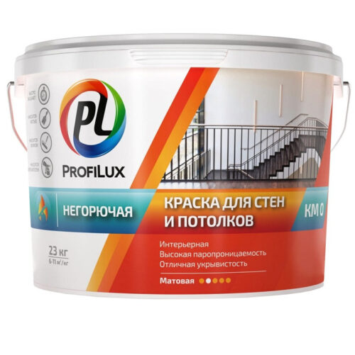Краска для стен и потолков Profilux негорючая 23 кг