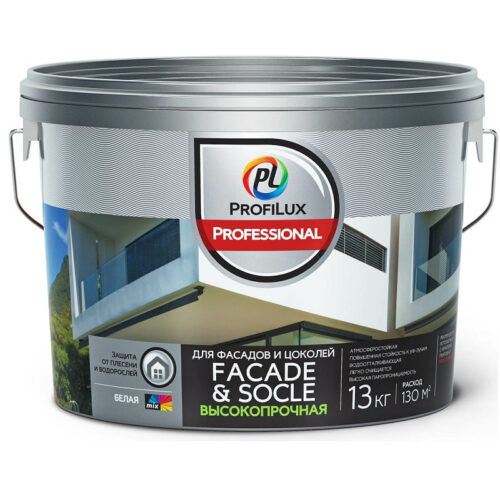 Краска фасадная Profilux Professional Faсade & Socle глубокоматовая 13 кг