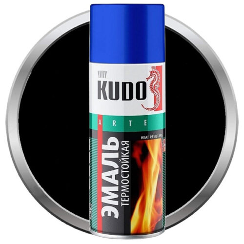 Эмаль аэрозольная термостойкая Kudo KU-5002 черная 520 мл