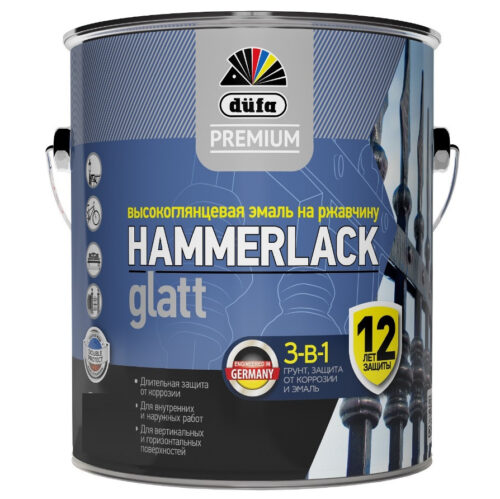 Эмаль по ржавчине Dufa Premium Hammerlack 3 в 1 гладкая База 3 0,75 л