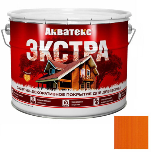 Покрытие алкидное защитно-декоративное для древесины Акватекс Экстра полуглянцевое Орегон 9 л