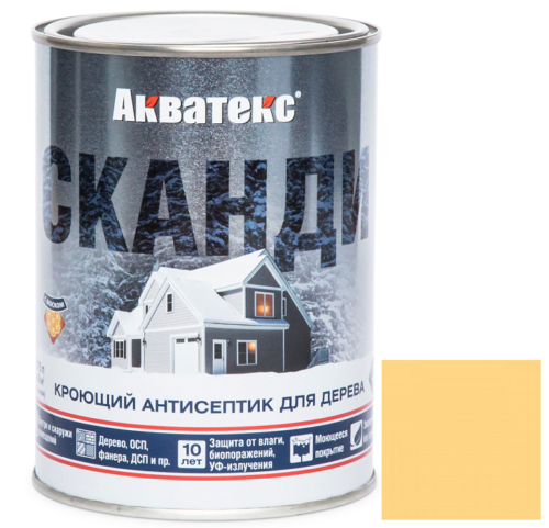 Антисептик акриловый кроющий для дерева Акватекс Сканди полуматовый Карамель 0,75 л