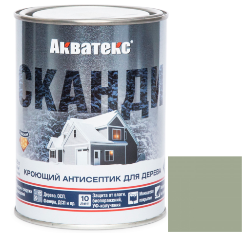 Антисептик акриловый кроющий для дерева Акватекс Сканди полуматовый Альпийское утро 0,75 л