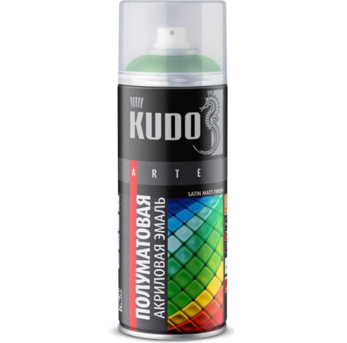 Эмаль аэрозольная универсальная Kudo KU-0A6002 Satin Ral 6002 зеленая листва 520 мл