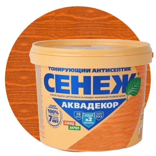 Антисептик тонирующий Сенеж Аквадекор 111 Тик 0,9 кг