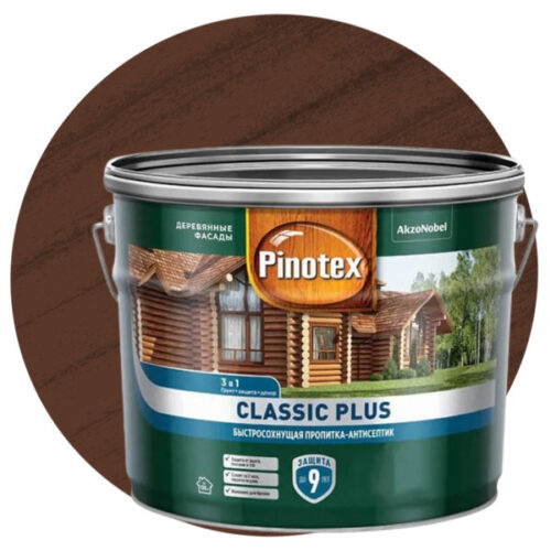 Пропитка для древесины 3 в 1 Pinotex Classic Plus 5479955 тиковое дерево 9 л