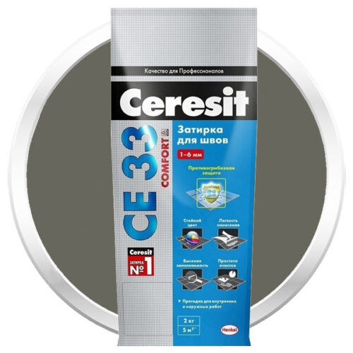 Затирка цементная для узких швов Ceresit СЕ33 Comfort Оливковая 2 кг