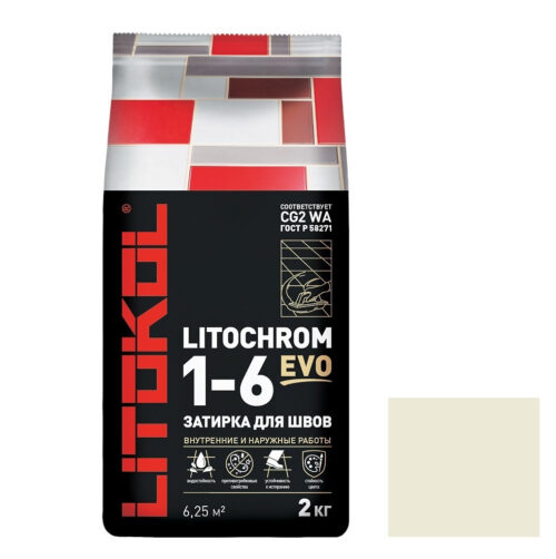 Затирка цементная для швов Litokol Litochrom 1-6 Evo LE.205 Жасмин 2 кг