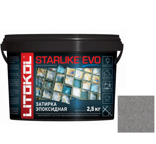 Затирка эпоксидная для швов Litokol Starlike Evo S.115 Grigio Seta 2,5 кг