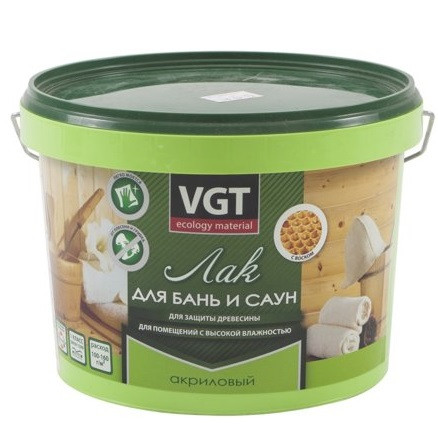 Лак по дереву акриловый VGT для бань и саун 2,2 кг