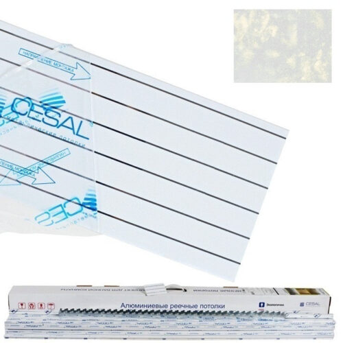 Реечный потолок Cesal S-100 для туалетной комнаты 1,35х0,9 м 511 белый мрамор