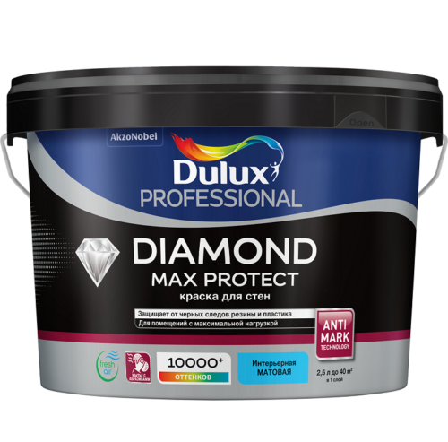 Краска для стен и потолков Dulux Diamond Max Protect база BW матовая 2,5 л
