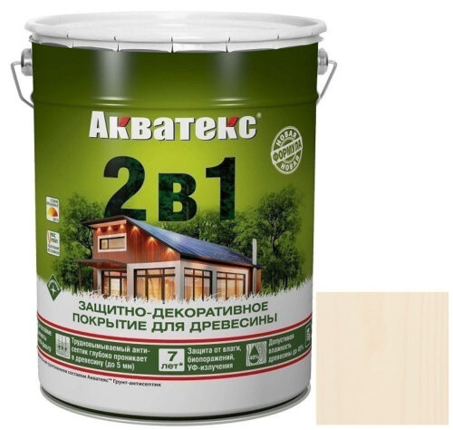 Покрытие алкидное защитно-декоративное для древесины Акватекс 2 в 1 полуматовое Ваниль 2,7 л