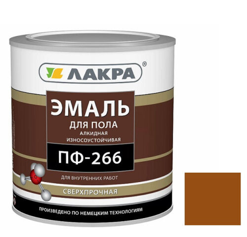Эмаль для пола Лакра ПФ-266 желто-коричневая 3 кг