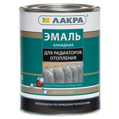 Эмаль алкидная Лакра для радиаторов белая полуматовая 0,9 кг