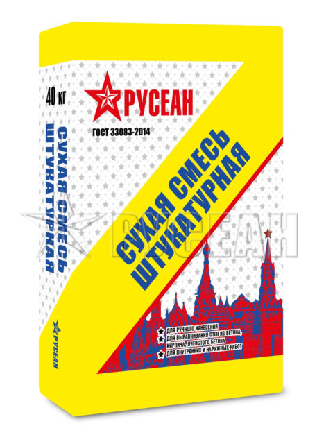 Смесь сухая штукатурная модифицированная Русеан 40кг