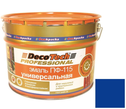 Эмаль DecoTech Professional ПФ-115 Ral 5005 синяя глянцевая 10 кг