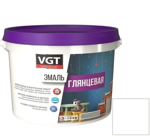 Эмаль универсальная VGT глянцевая Ral 9010 молочная 1 кг