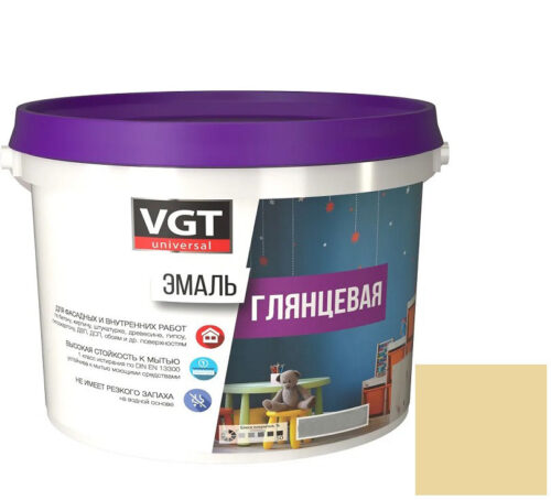 Эмаль универсальная VGT глянцевая Ral 1014 бежевая 10 кг