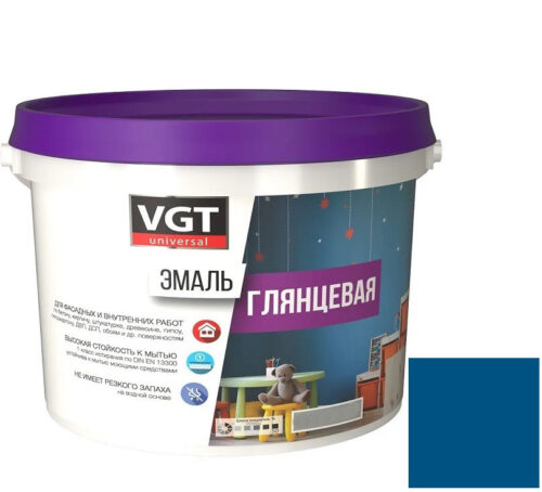 Эмаль универсальная VGT глянцевая Ral 5010 васильковая 2,5 кг