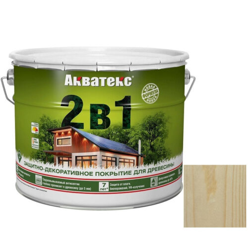 Покрытие алкидное защитно-декоративное для древесины Акватекс 2 в 1 полуматовое бесцветное 2,7 л