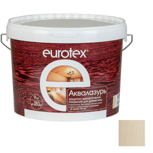 Лак-антисептик акриловый Eurotex Аквалазурь ваниль 9 кг