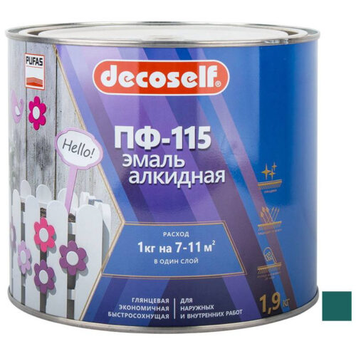 Эмаль Pufas Decoself ПФ-115 бирюзовая 1,9 кг/1,4 л