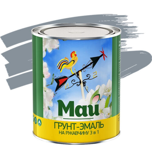 Грунт-эмаль по ржавчине Май 3 в 1 серая 1,9 кг
