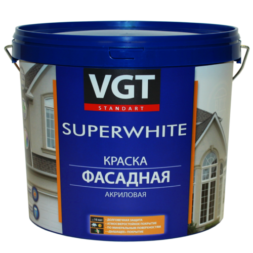 Краска акриловая VGT ВД-АК-1180 фасадная база С 2,5 кг