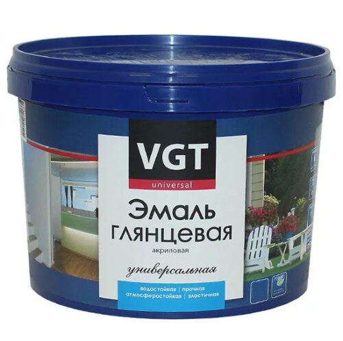 Эмаль универсальная VGT ВД-АК-1179 глянцевая База А супербелая 2,2 л/2,5 кг