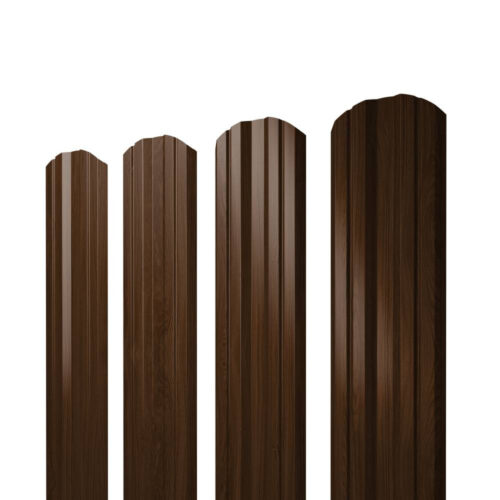 Штакетник П-образный Grand Line Print Elite 0,45 мм фигурный Choco Wood TwinColor резка