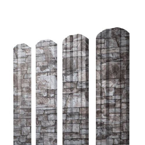 Штакетник П-образный Grand Line Print Elite 0,45 мм фигурный Fine Stone TwinColor резка